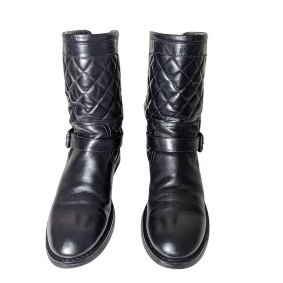 AQUATALIA Sherry Quilted Black Leather Moto Boot Size 6.5 - Picture 4 of 10